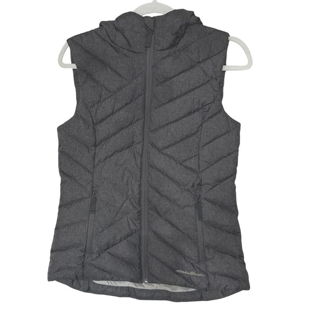 Eddie Bauer Womens Down Quilted Puffer‎ Zip Vest Detachable Faux Fur Hood Sz XS